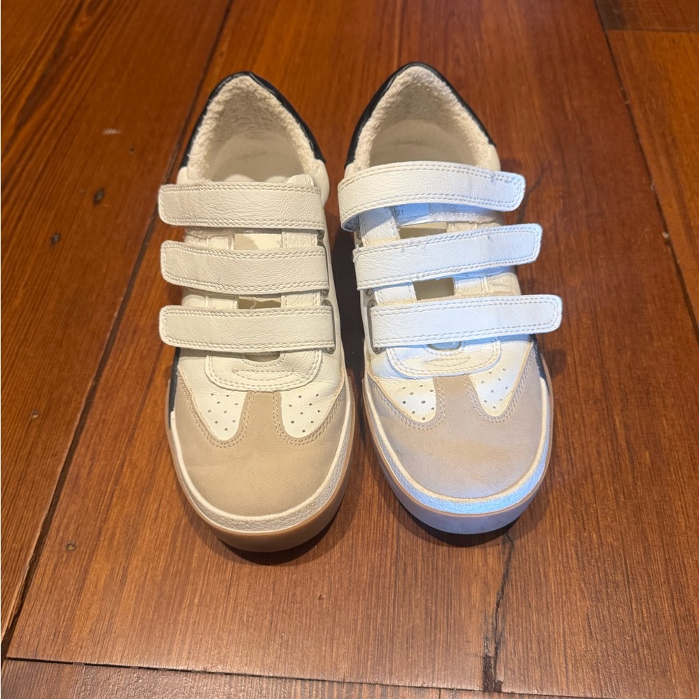 DV by Dolce Vita White and Tan Velcro Sneakers